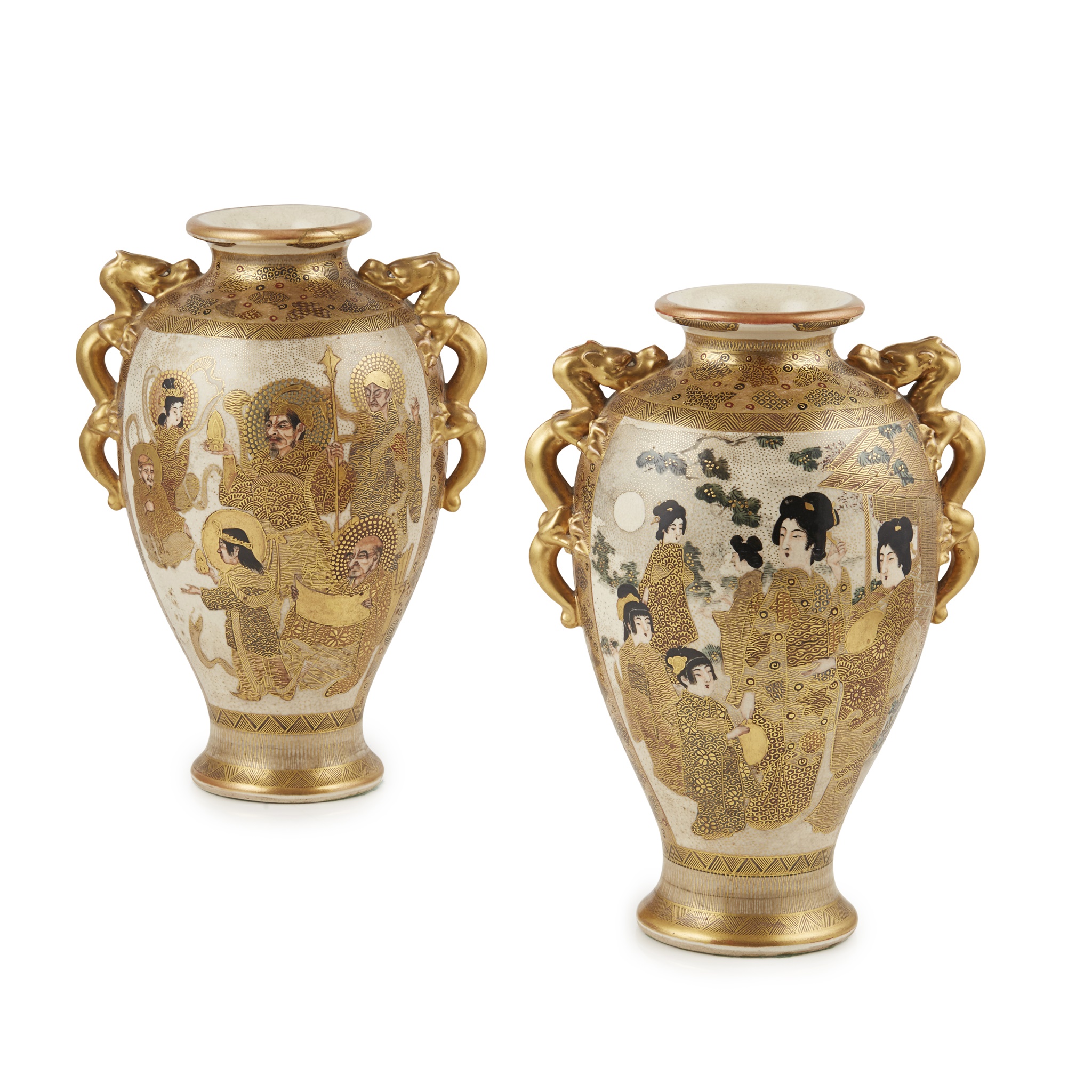 PAIR OF SATSUMA VASES
