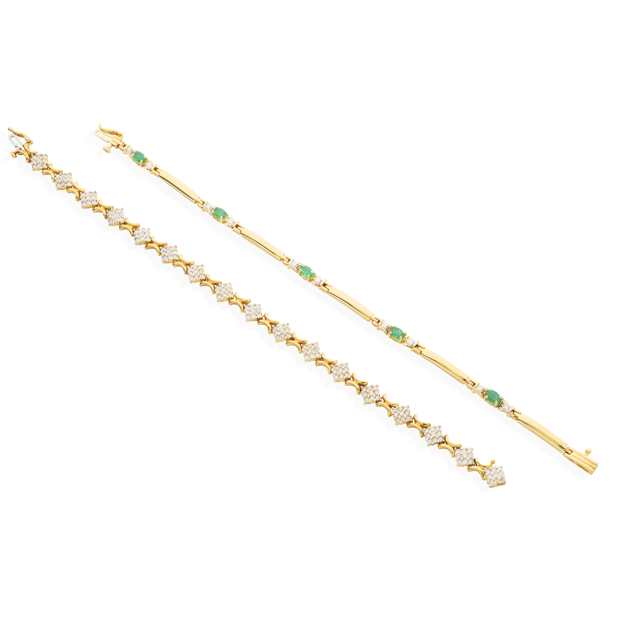 Two diamond and gem-set bracelets