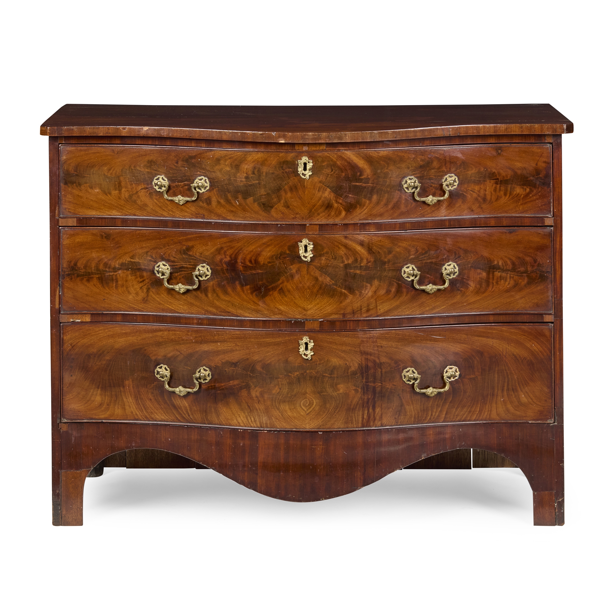 GEORGE III MAHOGANY SERPENTINE CHEST OF DRAWERS