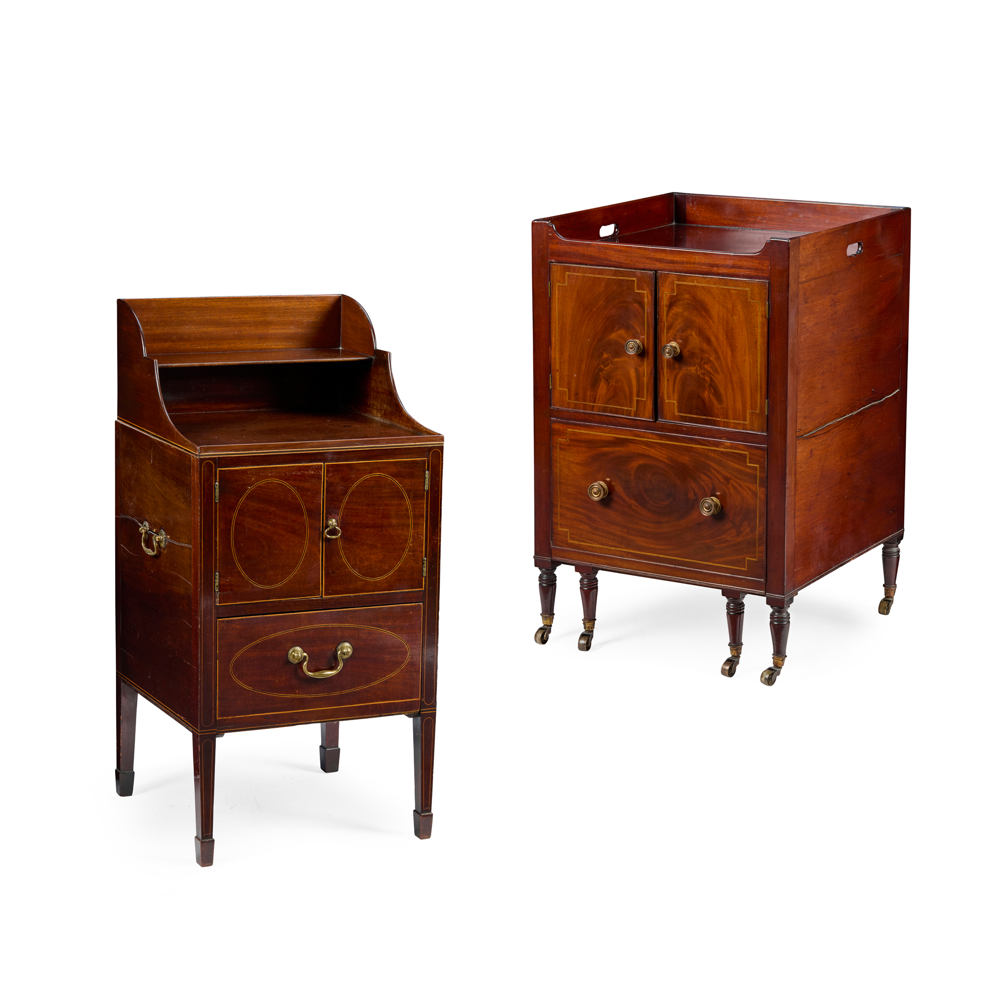 TWO GEORGE III MAHOGANY BEDSIDE COMMODES