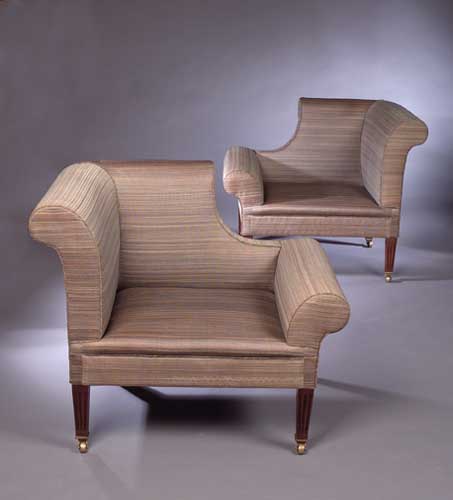 An opposing pair of armchairs