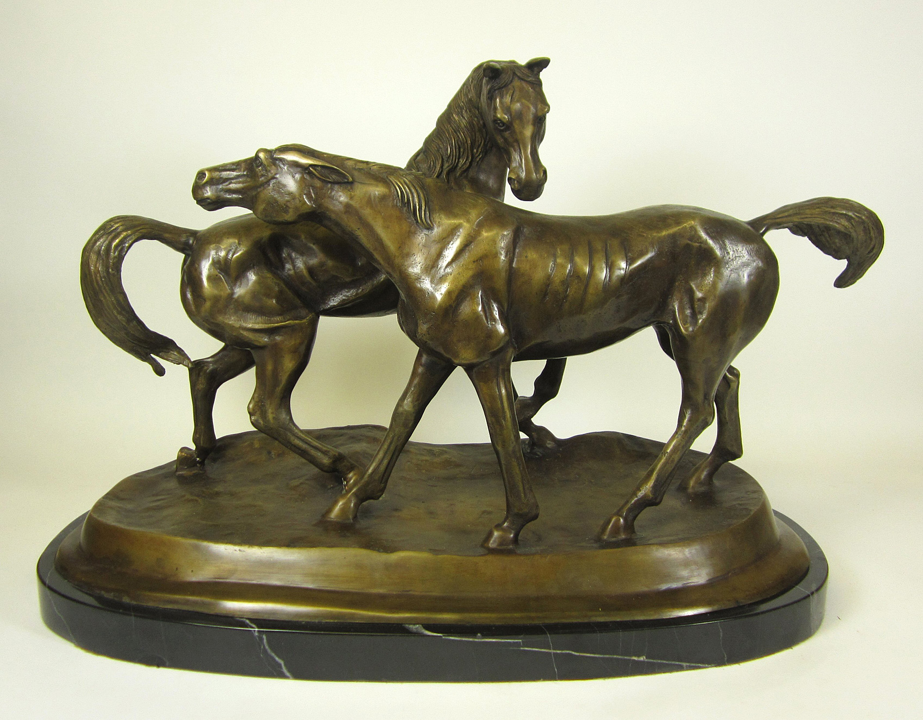 STATUE OF TWO BRONZE HORSES