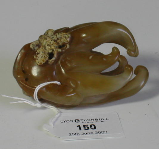 A Chinese carved agate exotic fruit