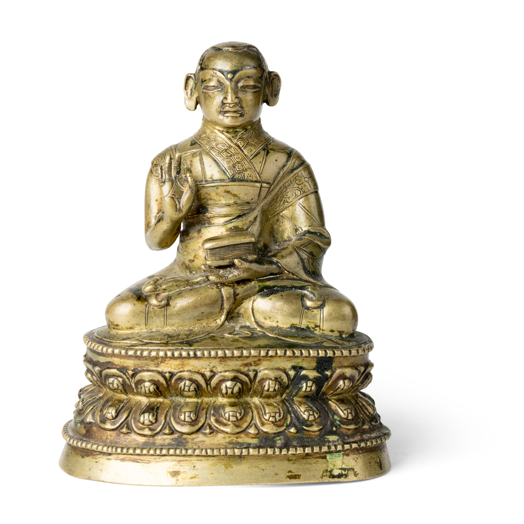 SINO-TIBETAN BRONZE SEATED LAMA