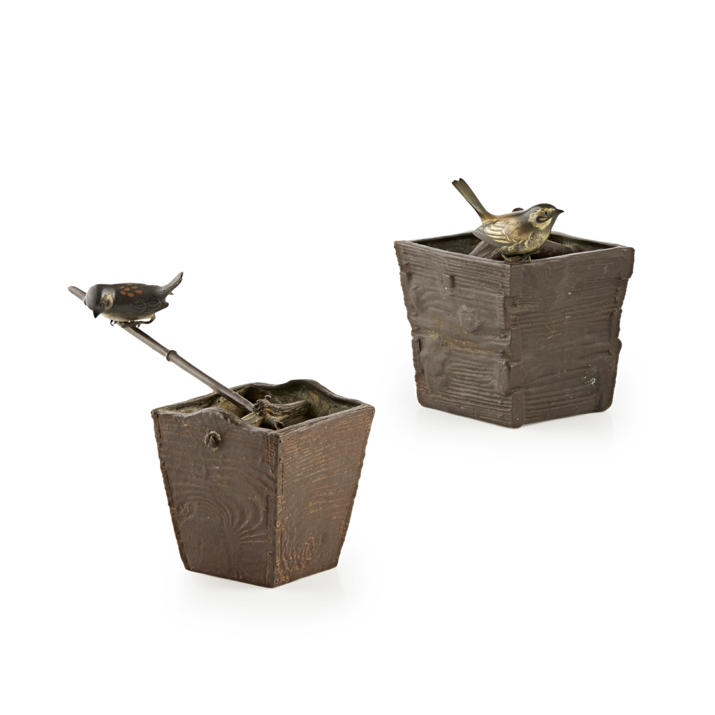 TWO IRON HANGING JARDINIÈRES