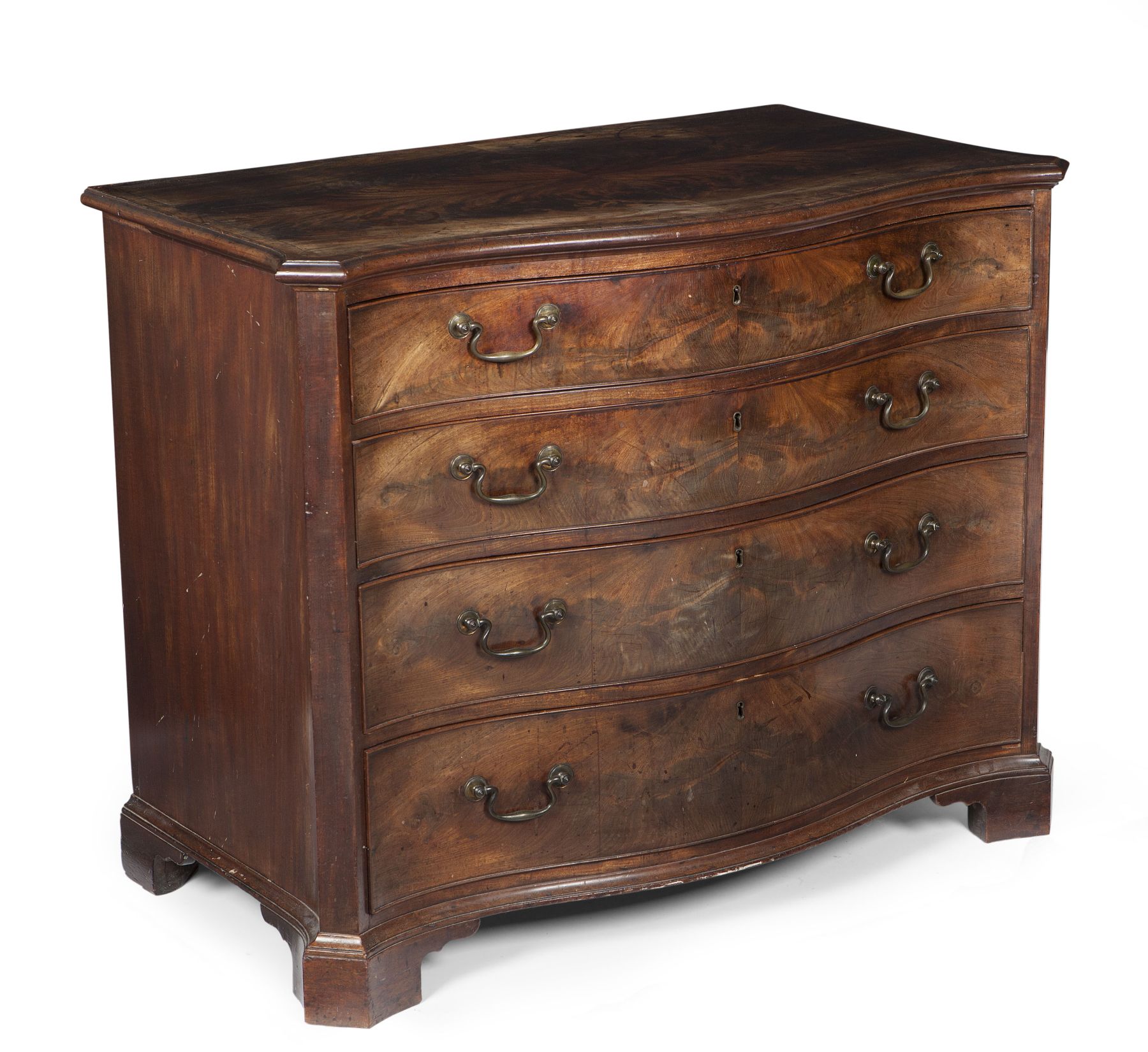 GEORGE III MAHOGANY SERPENTINE CHEST OF DRAWERS