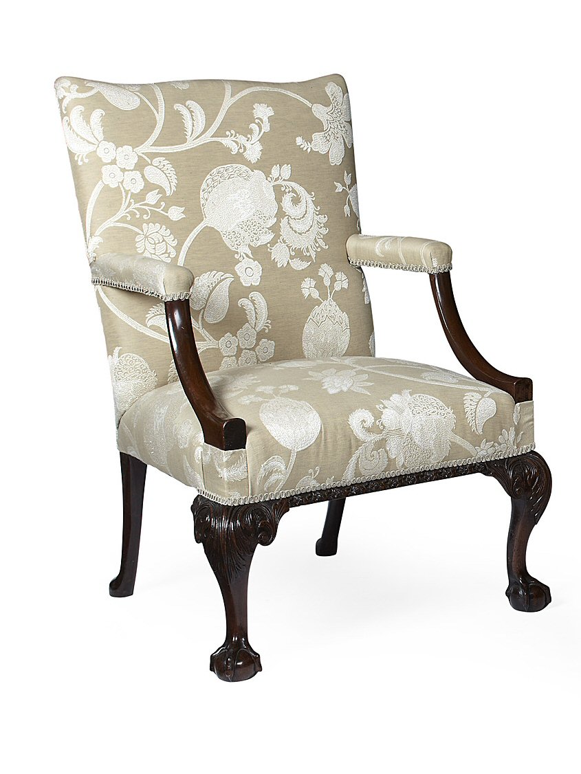IRISH GEORGE III MAHOGANY LIBRARY ARMCHAIR