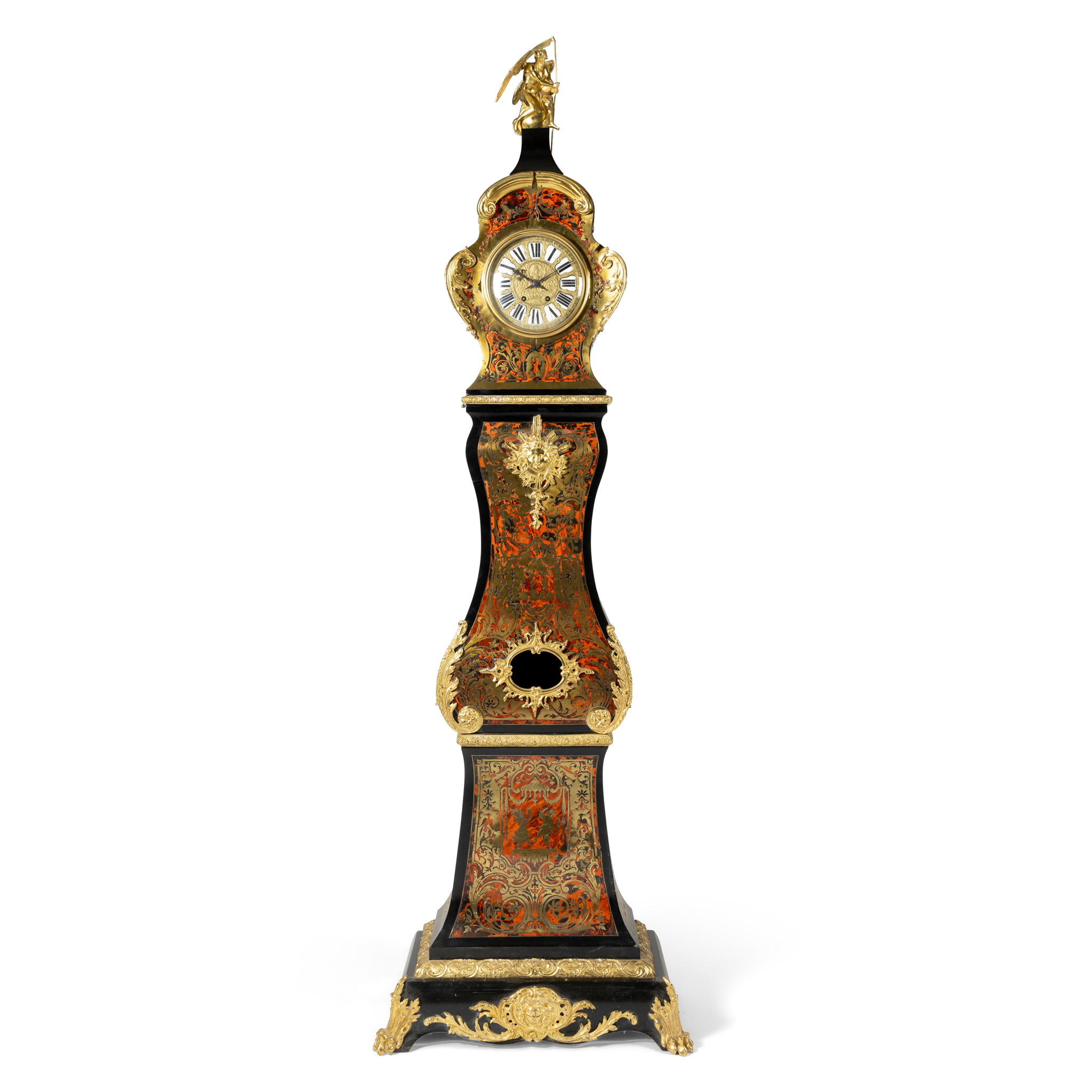 A FRENCH EBONISED AND BOULLE INLAID LONGCASE CLOCK