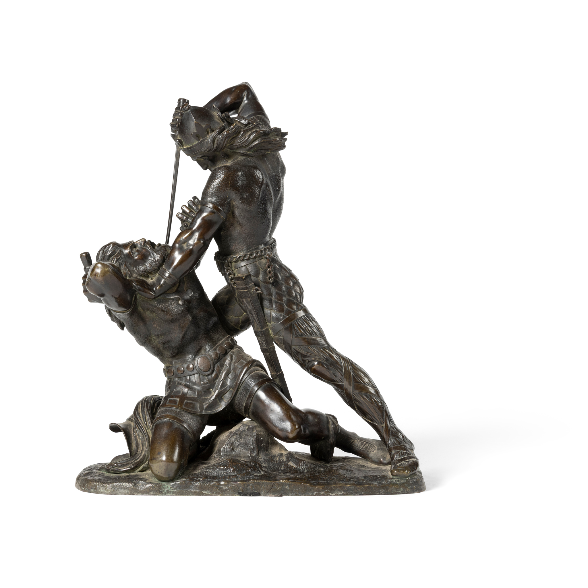 A BRONZE FIGURE GROUP OF TWO BATTLING VIKINGS, AFTER VITTOR BRONZIER