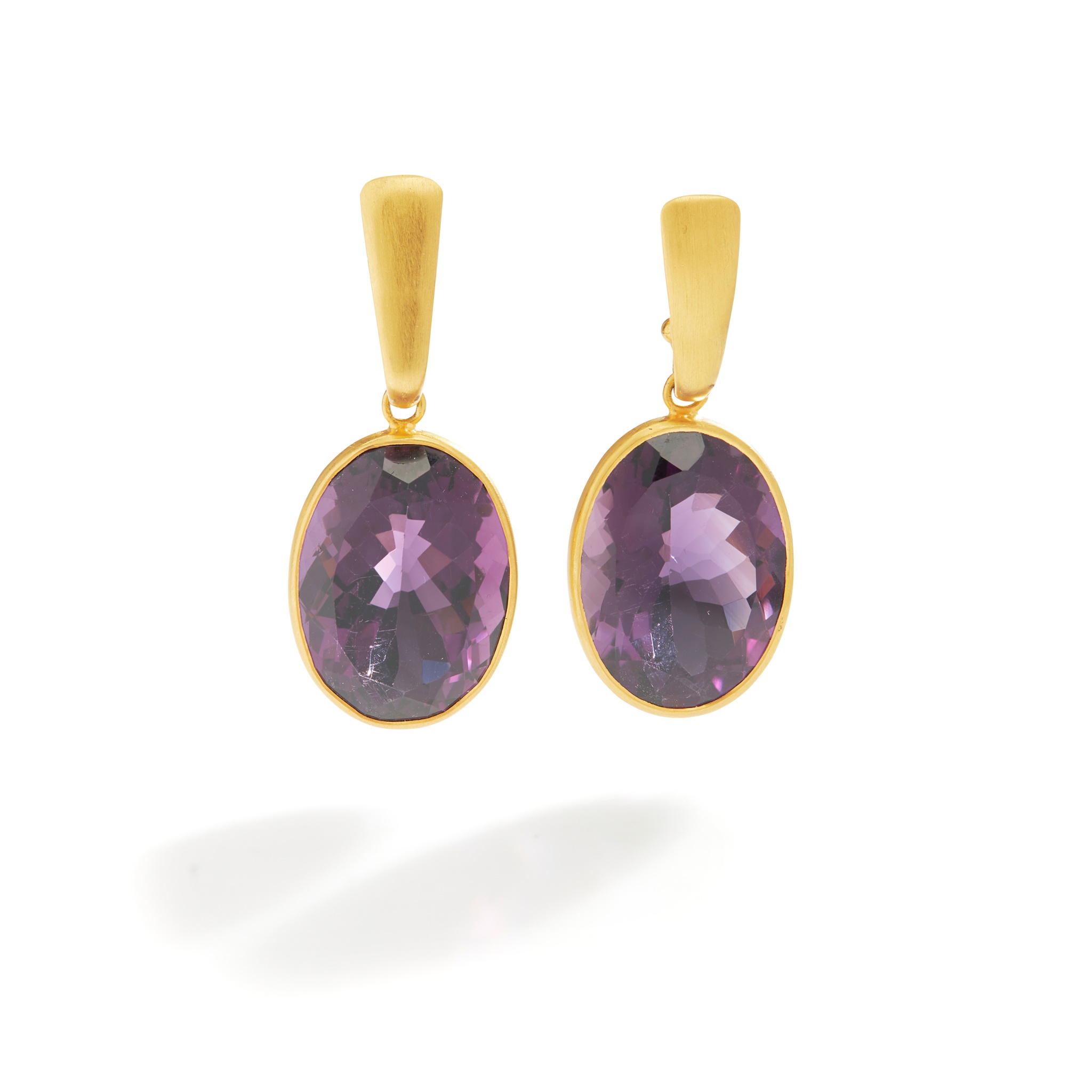 A pair of amethyst earrings