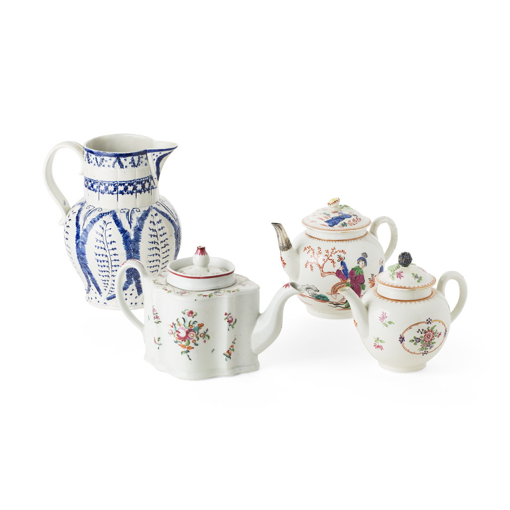 THREE ENGLISH PORCELAIN TEAPOTS