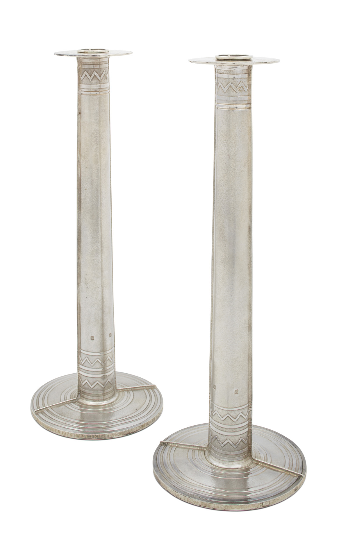 A pair of modern presentation candlesticks