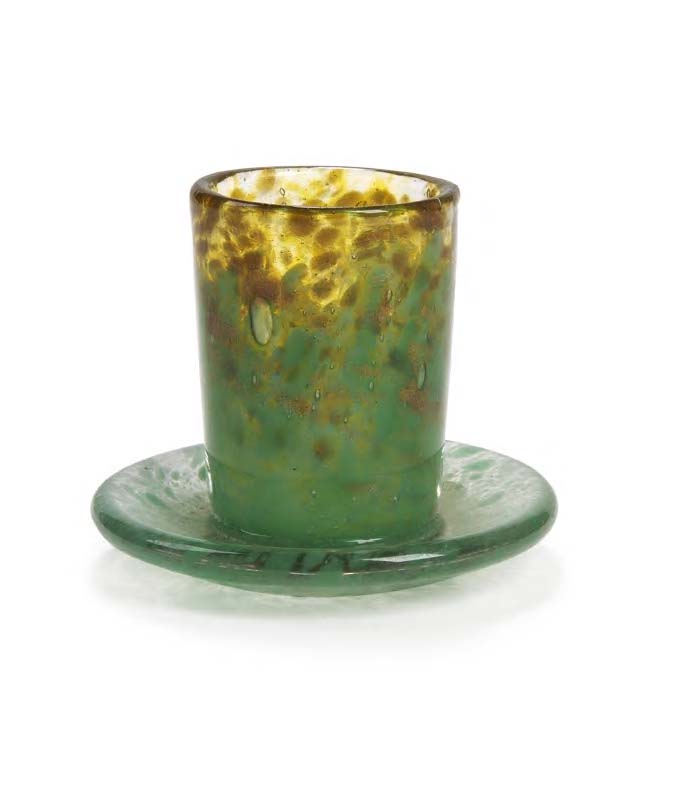 A Monart glass match holder,