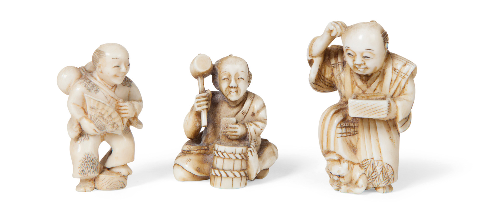 THREE JAPANESE IVORY NETSUKES