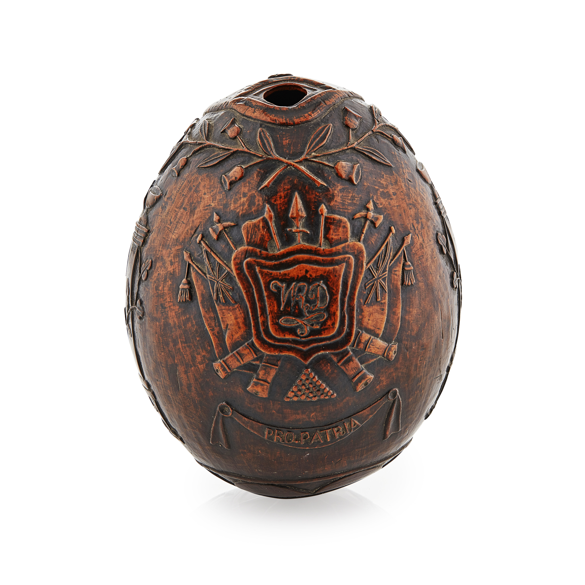 An early 19th century carved bugbear flask