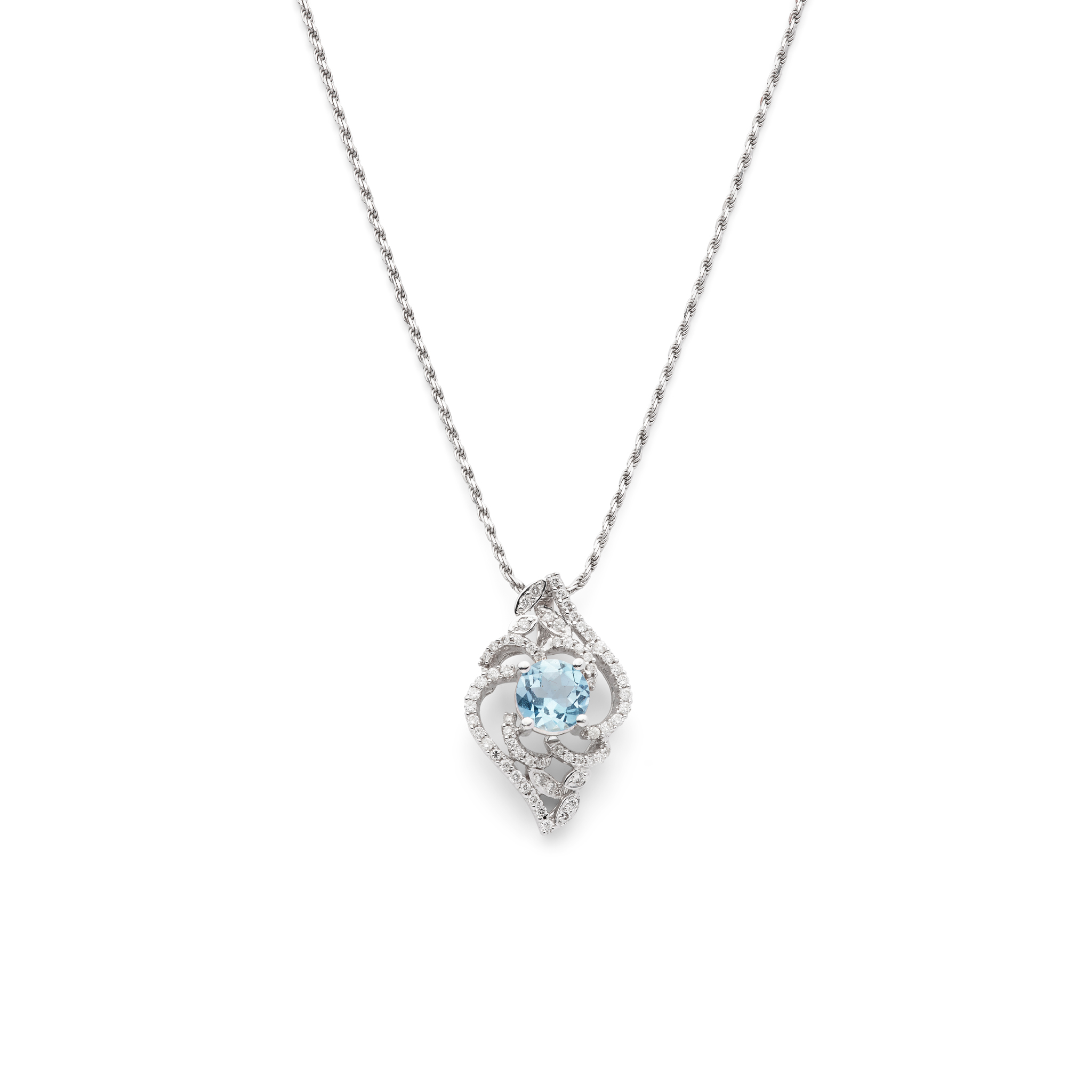 An aquamarine and diamond pendant