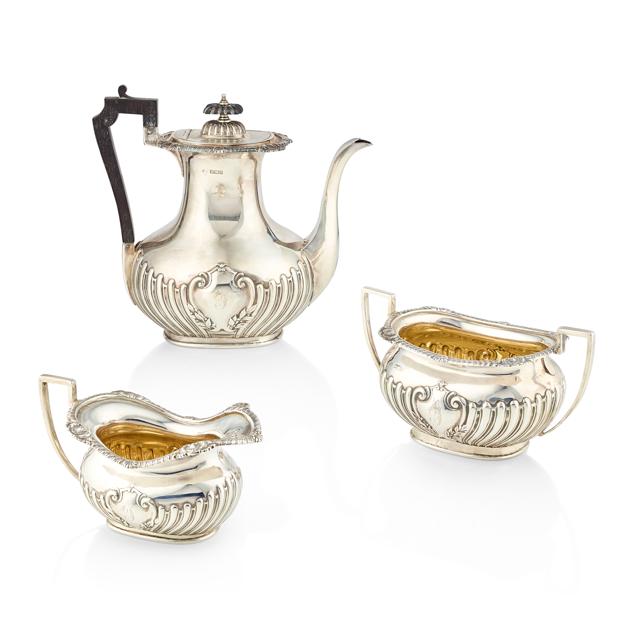 AN EDWARDIAN THREE PIECE COFFEE SERVICE
