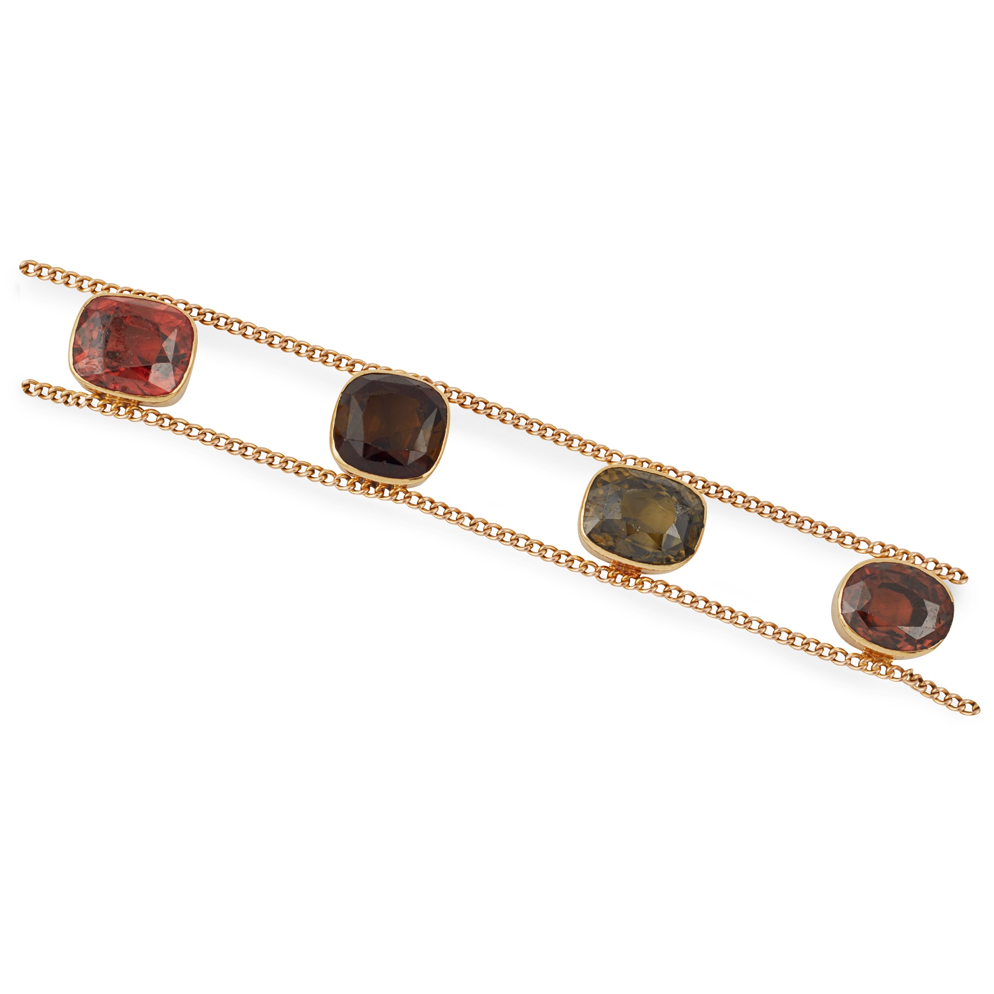 A tourmaline and zircon set bracelet