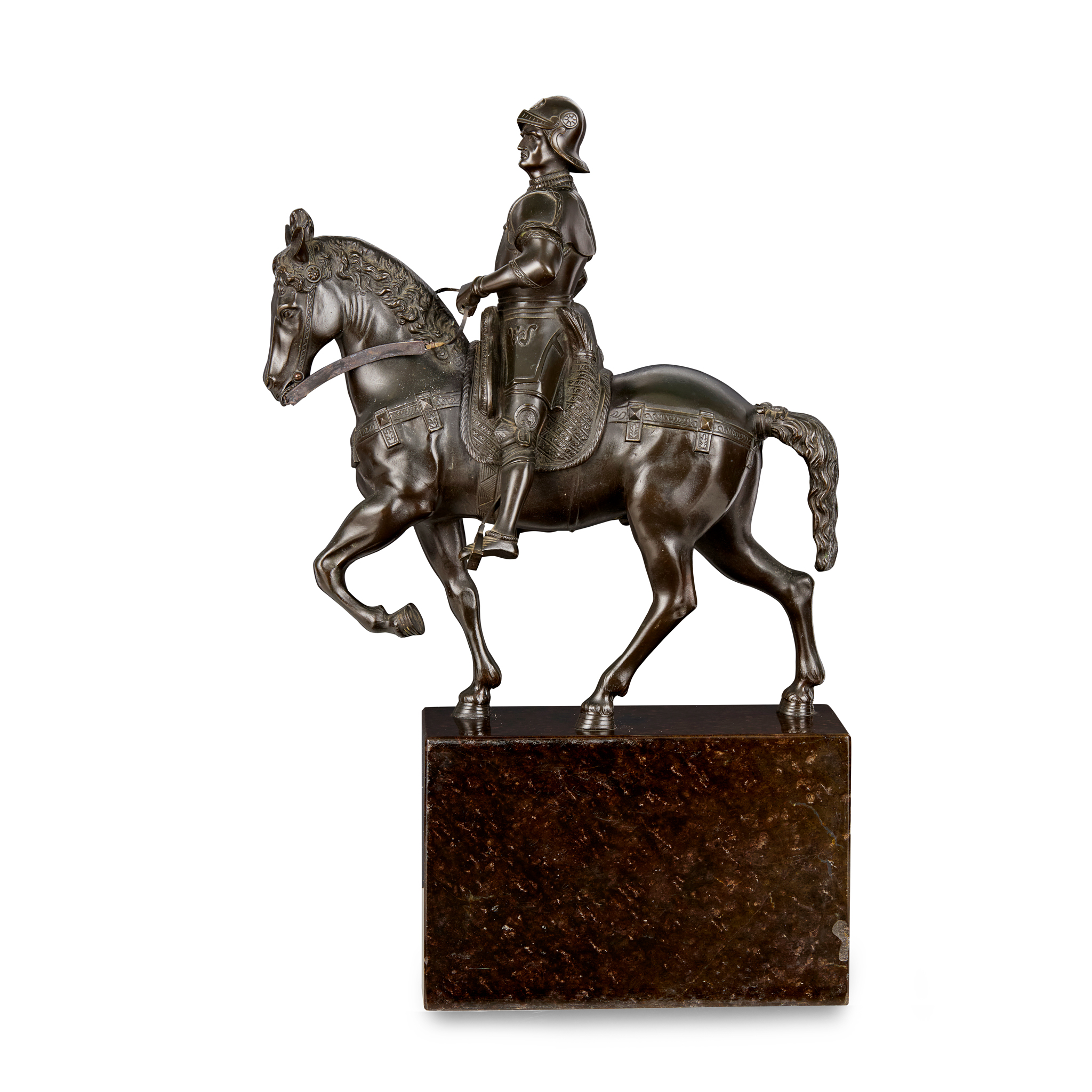 ITALIAN BRONZE AND MARBLE FIGURE, AFTER VERROCCHIO