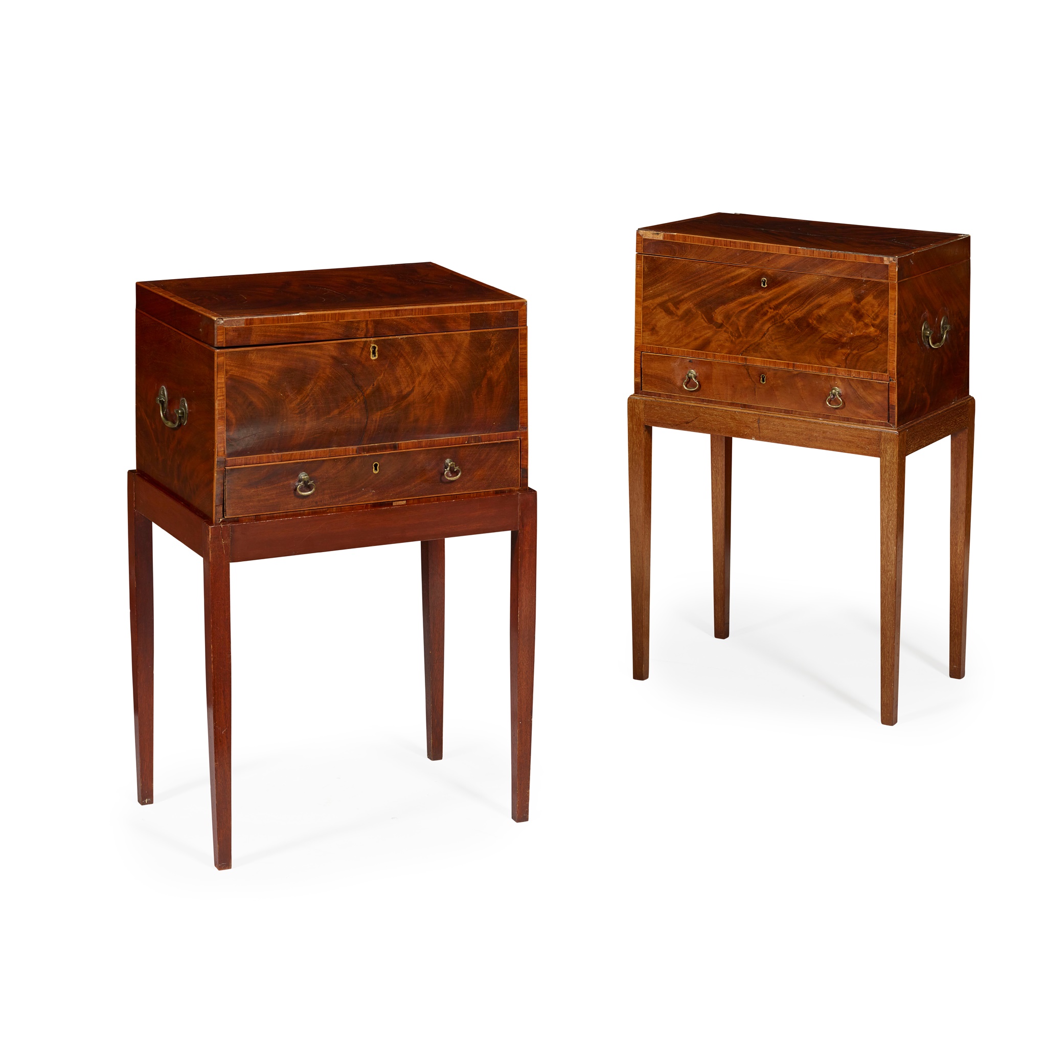 MATCHED PAIR OF LATE GEORGE III BOXES ON STANDS
