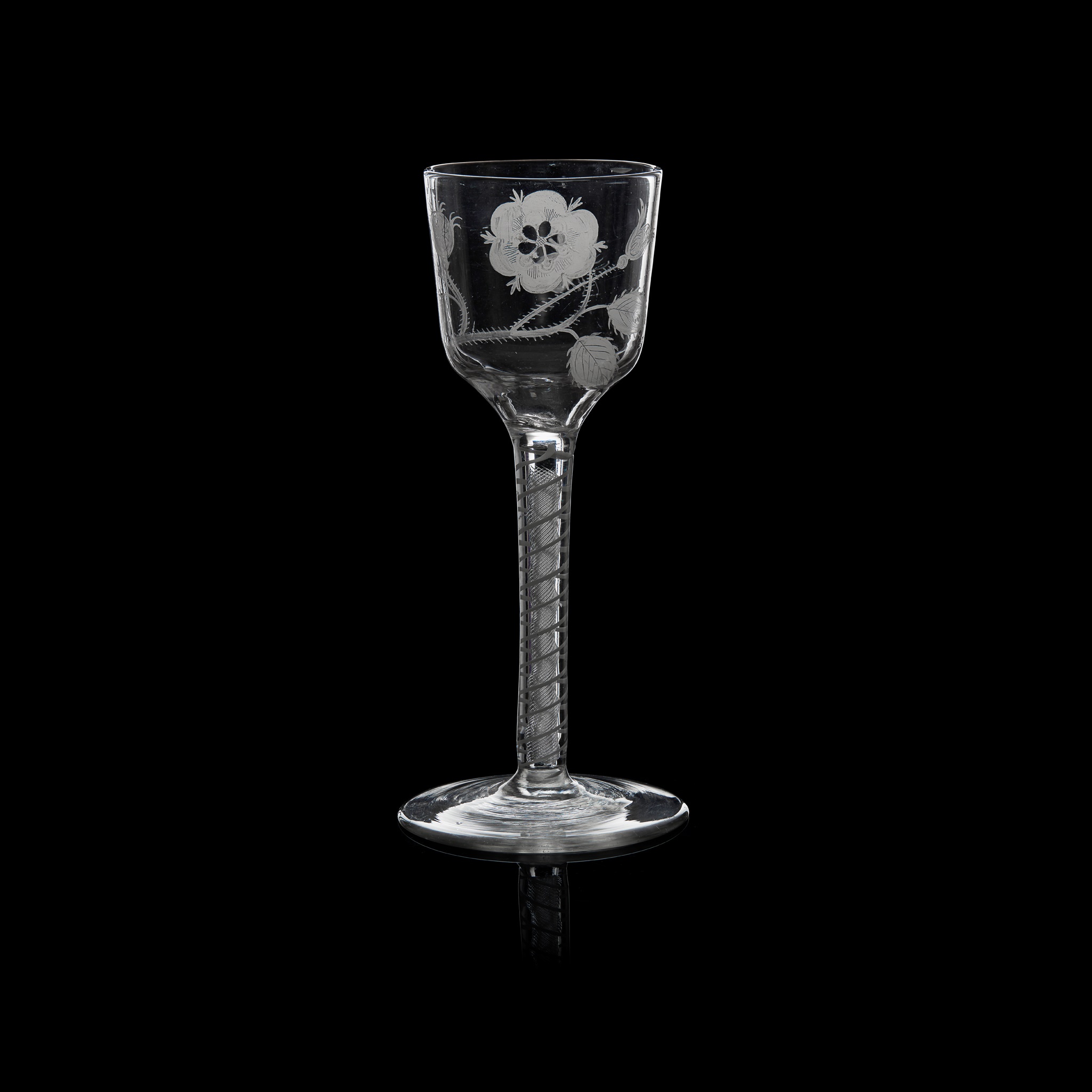 A RARE ENAMELLED JACOBITE WINE GLASS