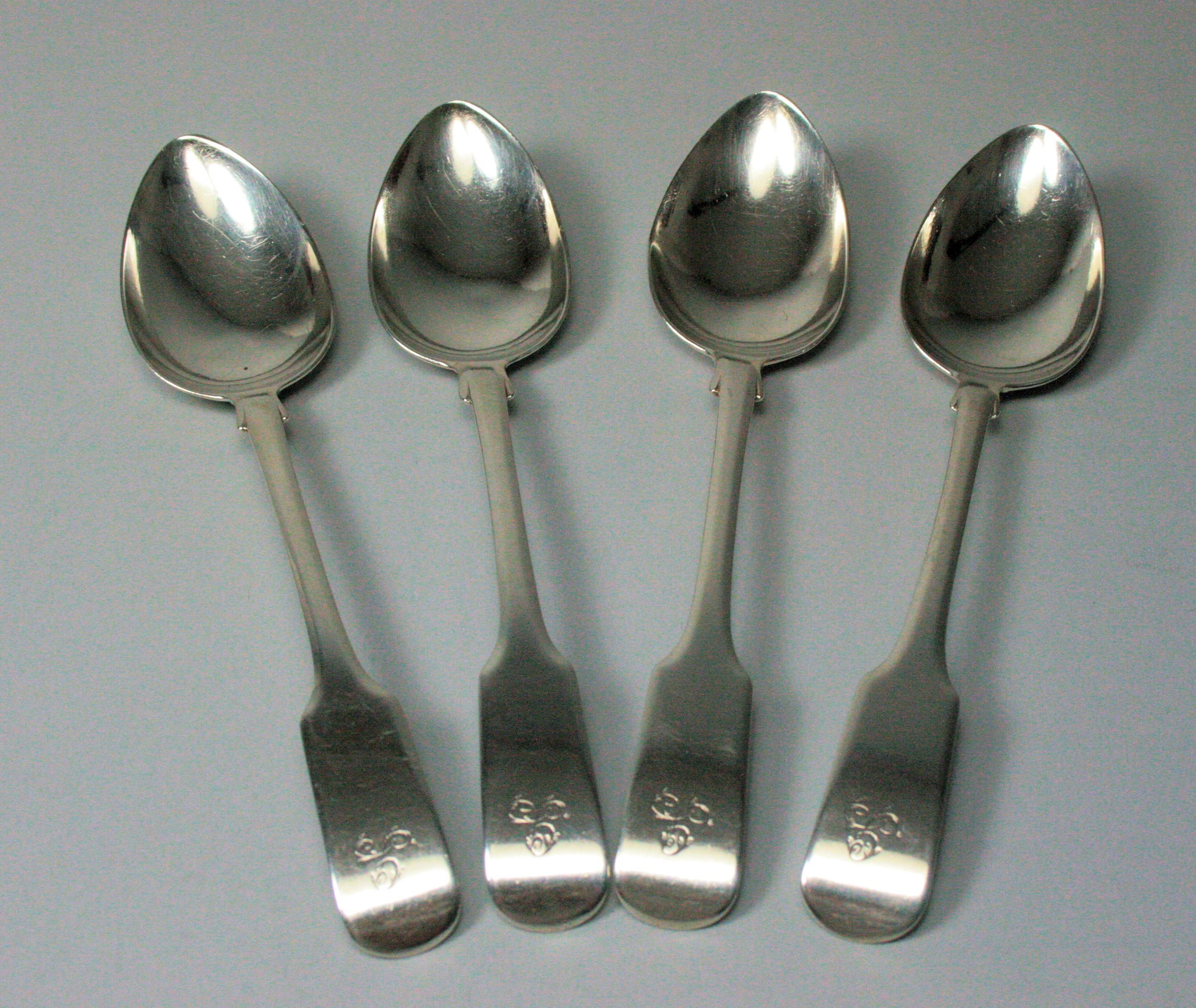 Elgin - a set of four Scottish provincial dessert spoons
