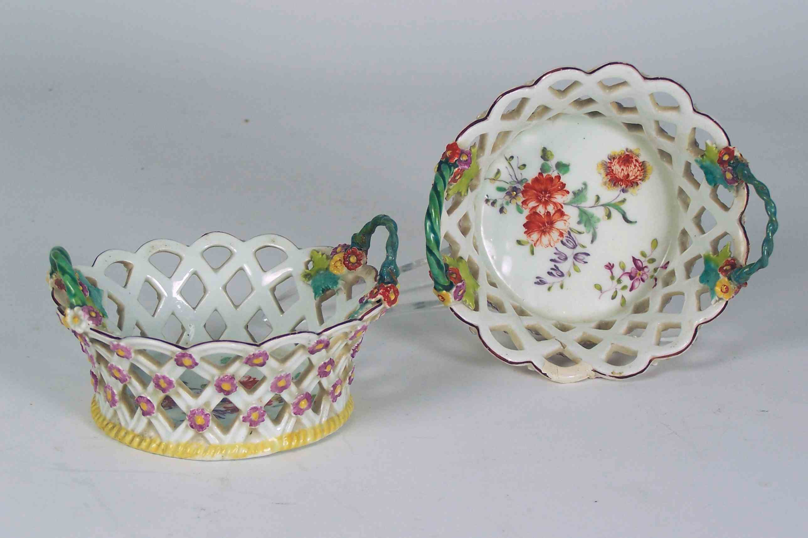 A pair of small Derby baskets, circa 1760