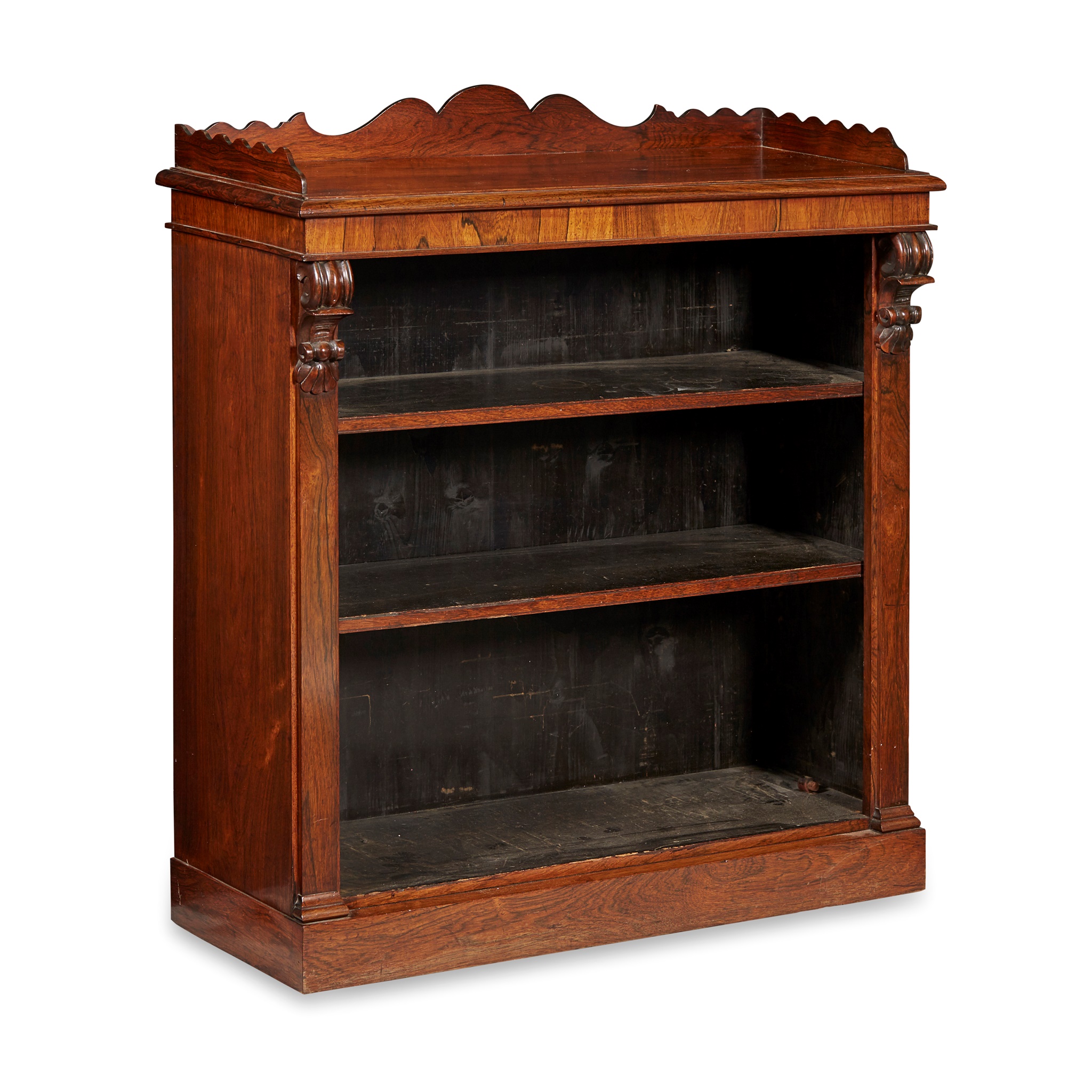 EARLY VICTORIAN ROSEWOOD OPEN BOOKCASE
