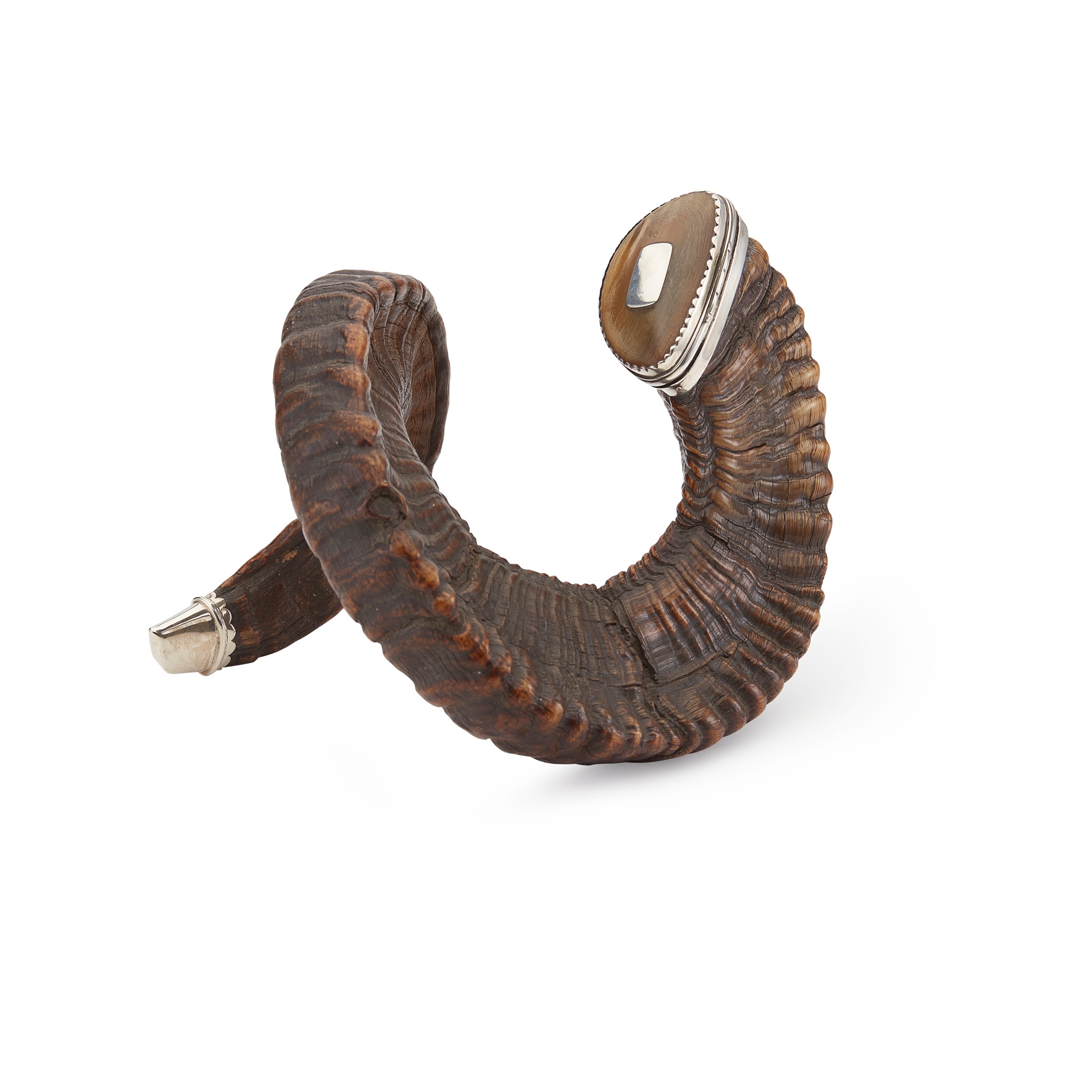 A RAM'S HORN TABLE SNUFF MULL