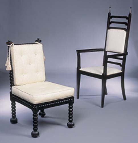 An early 19th century ebonised bobbin turned side chair