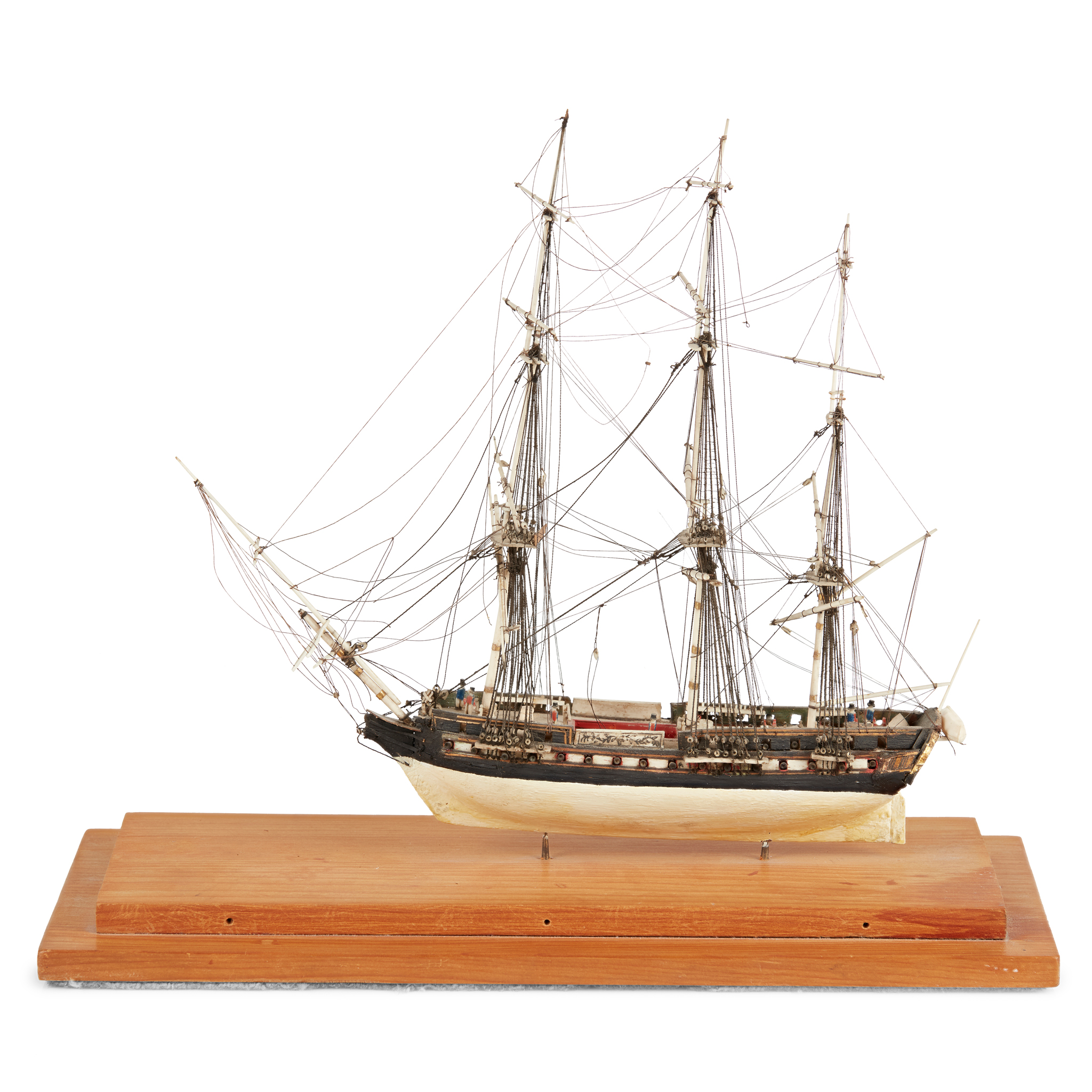 FRENCH NAPOLEONIC PRISONER-OF-WAR BOVINE BONE MODEL FRIGATE