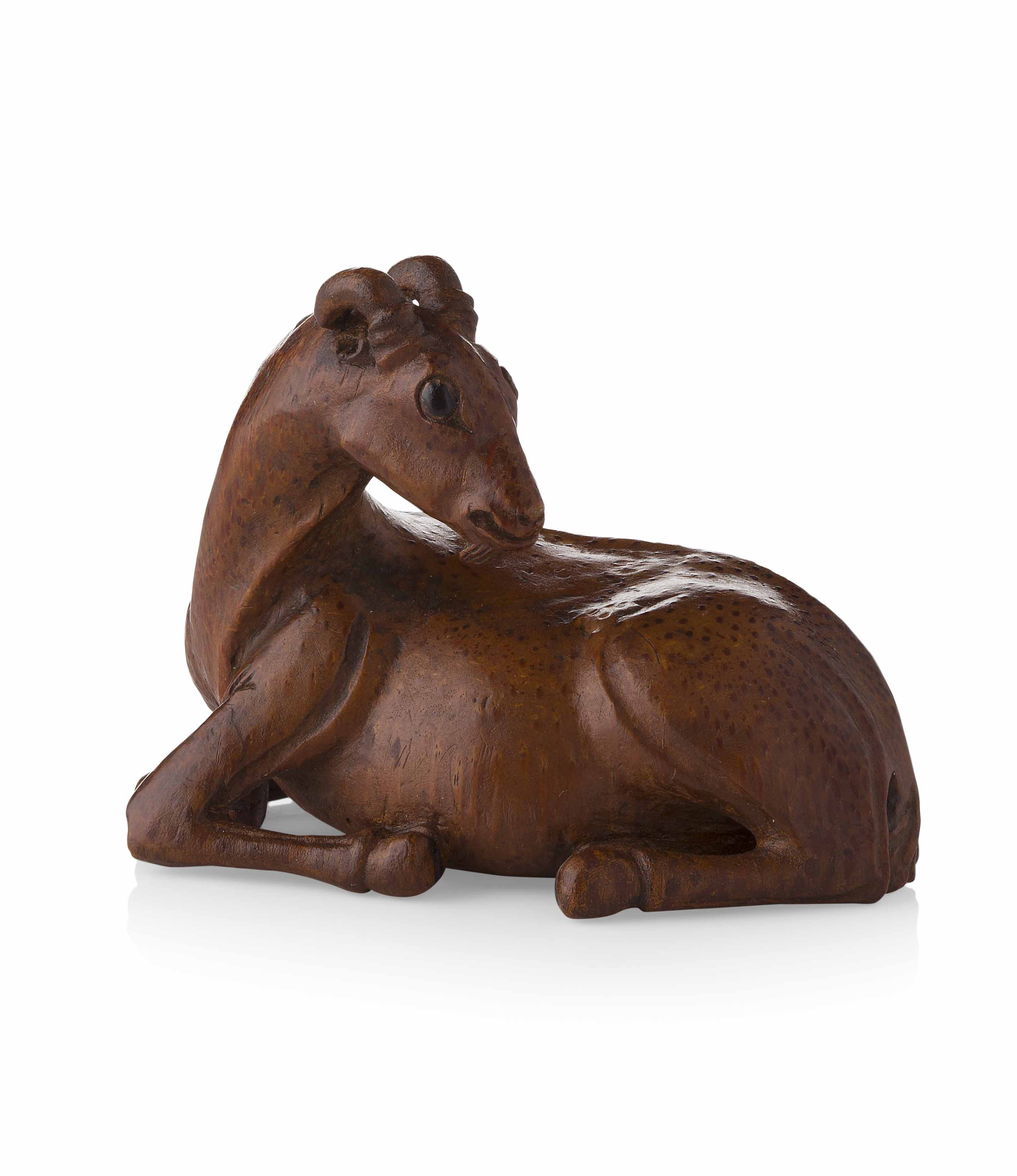 CARVED BAMBOO MODEL OF A GOAT