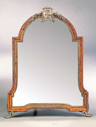 A 19th century rosewood framed and silver metal mounted toilet mirror