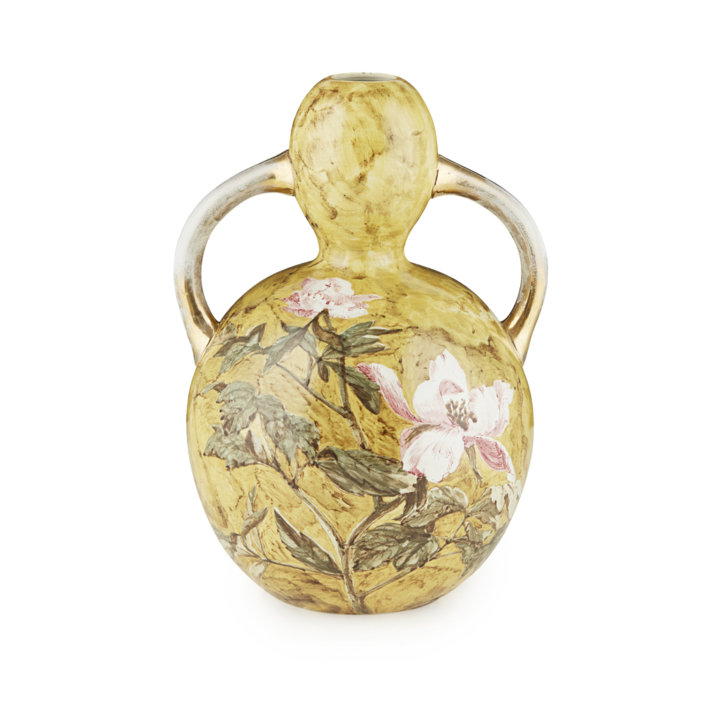 A RARE AND EARLY WEMYSS WARE TWIN-HANDLED VASE