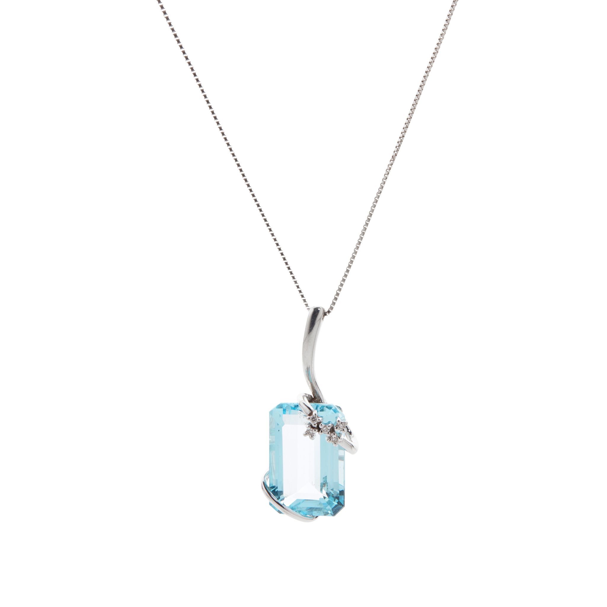 A blue topaz and diamond pendant necklace