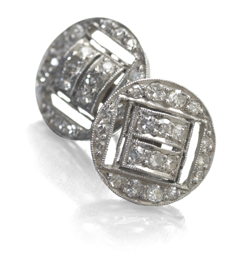 A pair of diamond cluster earrings,