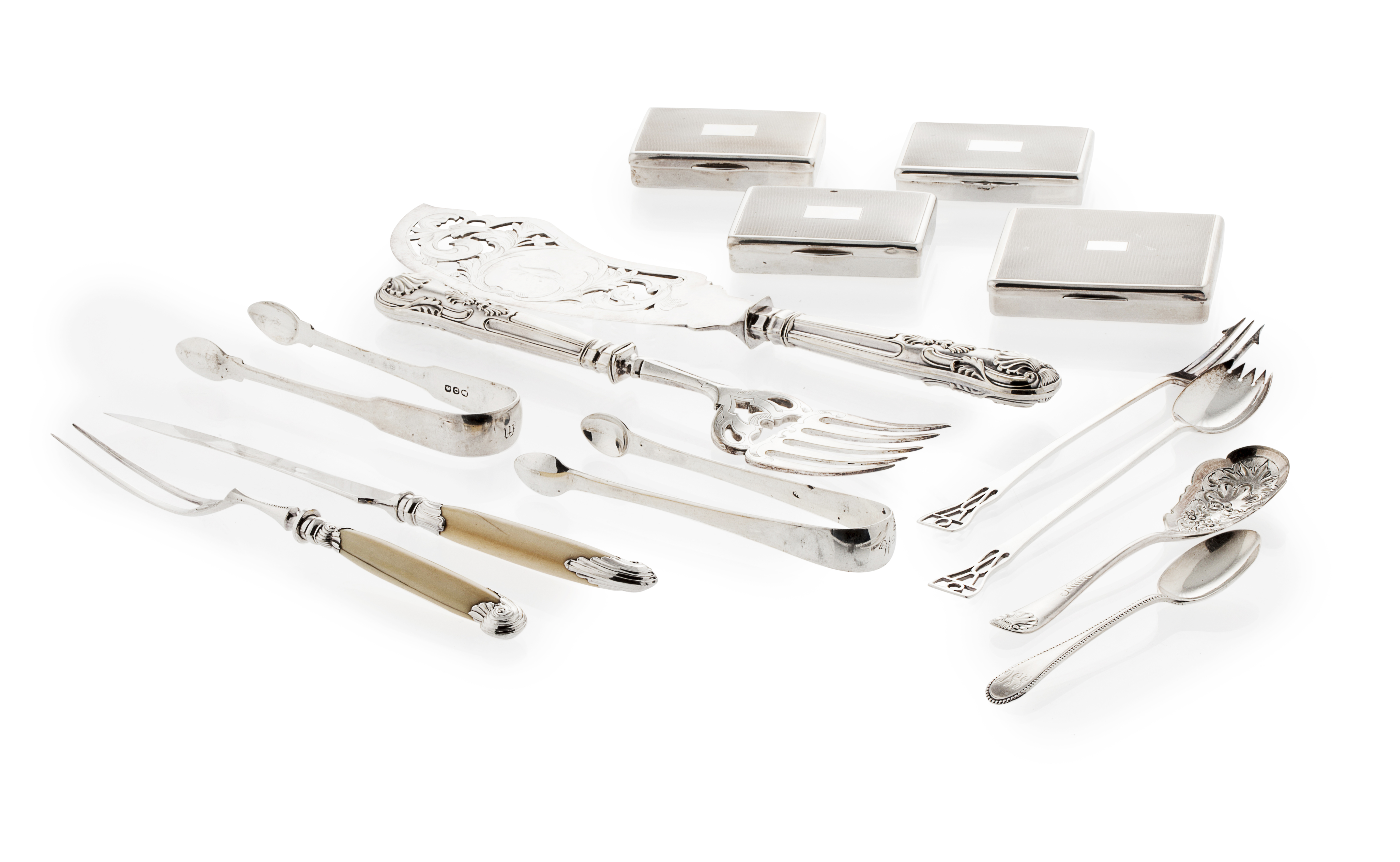 Four various engine decorated hinged boxes