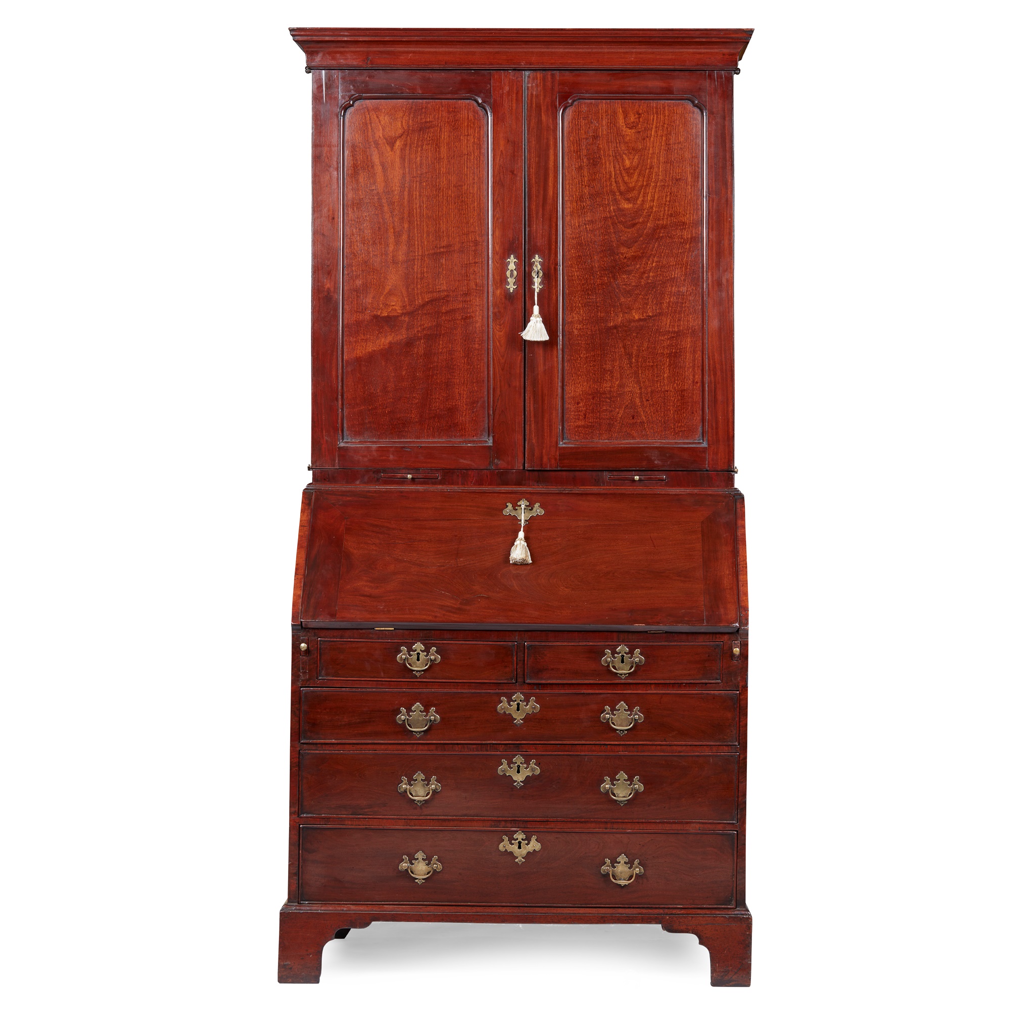 EARLY GEORGE III MAHOGANY BUREAU BOOKCASE