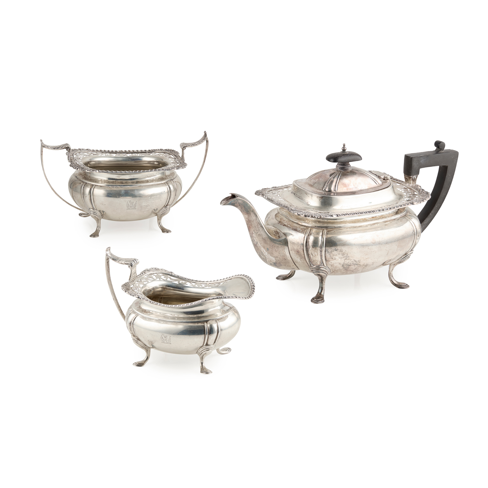 A GEORGE V THREE PIECE TEA SERVICE