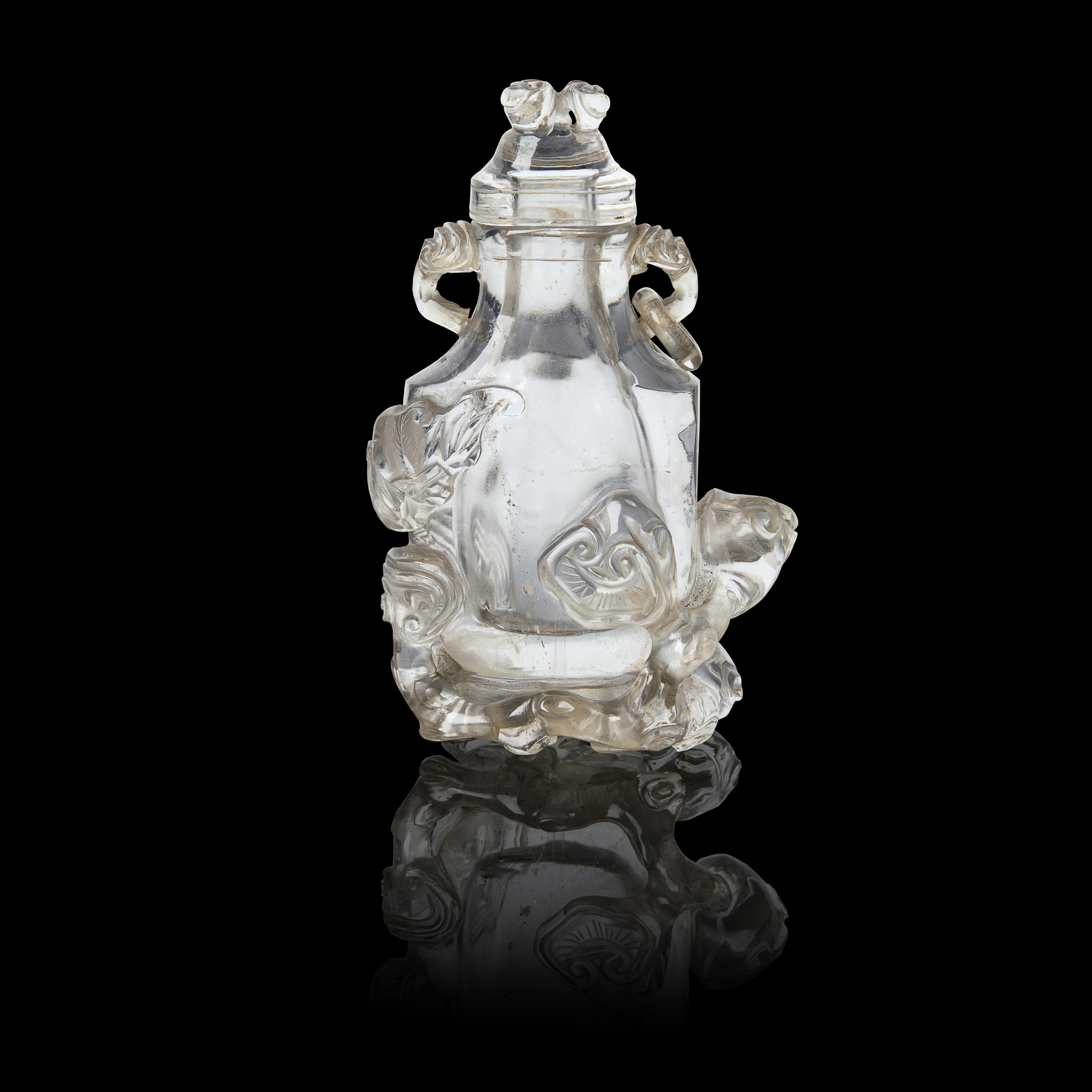 CHINESE ROCK-CRYSTAL VASE WITH COVER