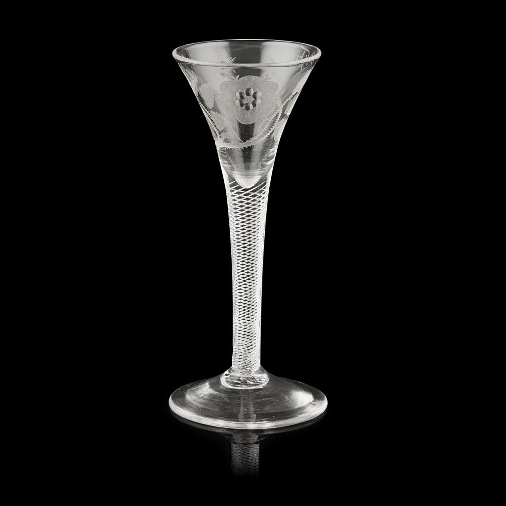 A JACOBITE WINE GLASS