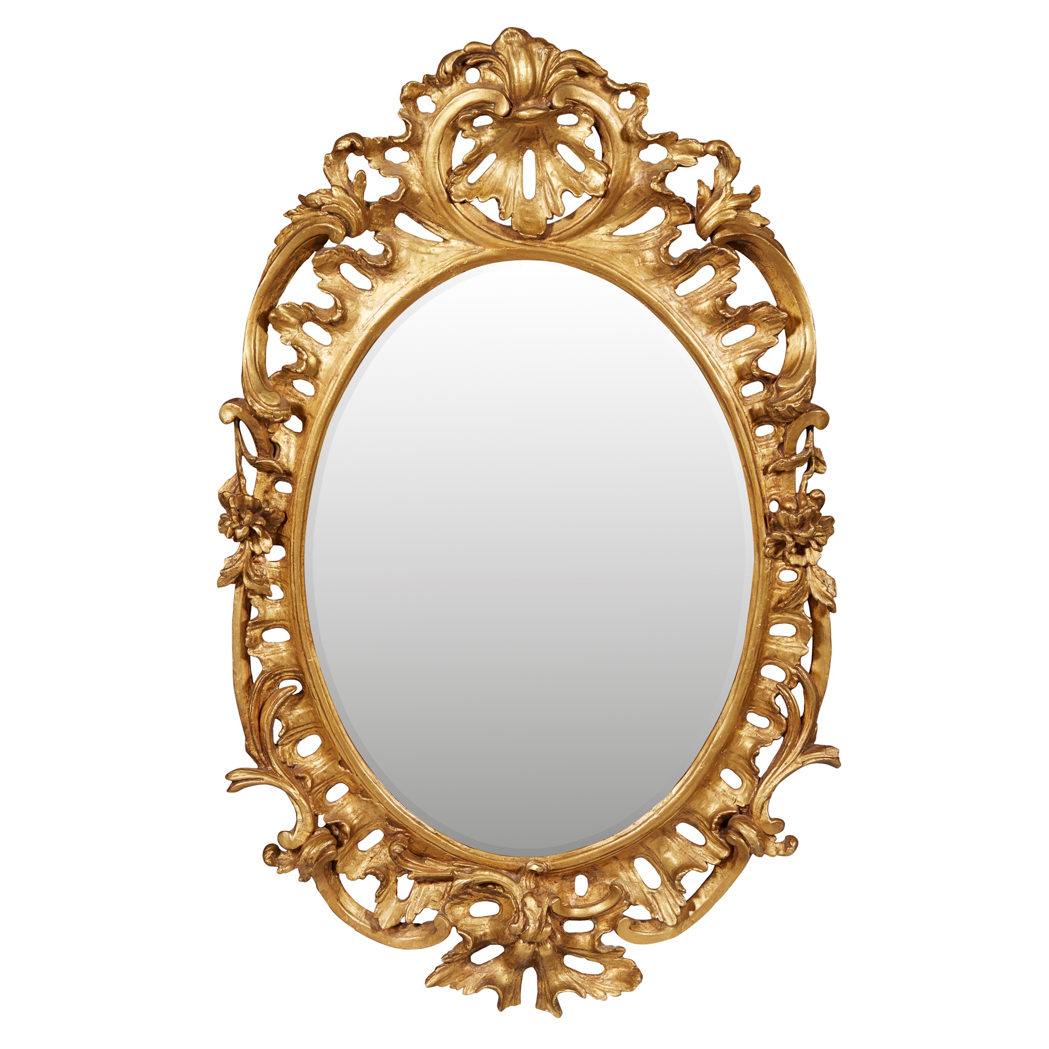 GEORGE II CARVED GILTWOOD MIRROR