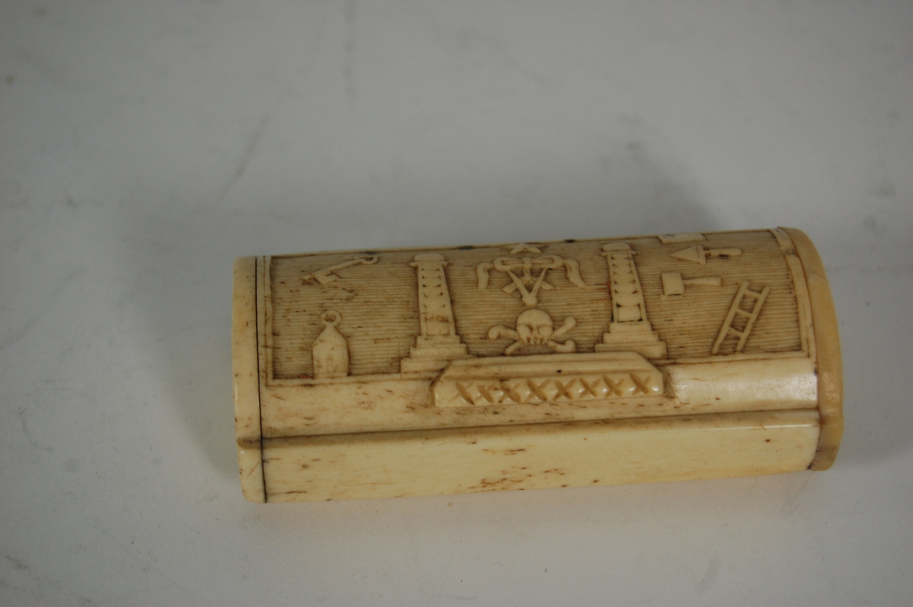 An 18th century bone masonic snuff box