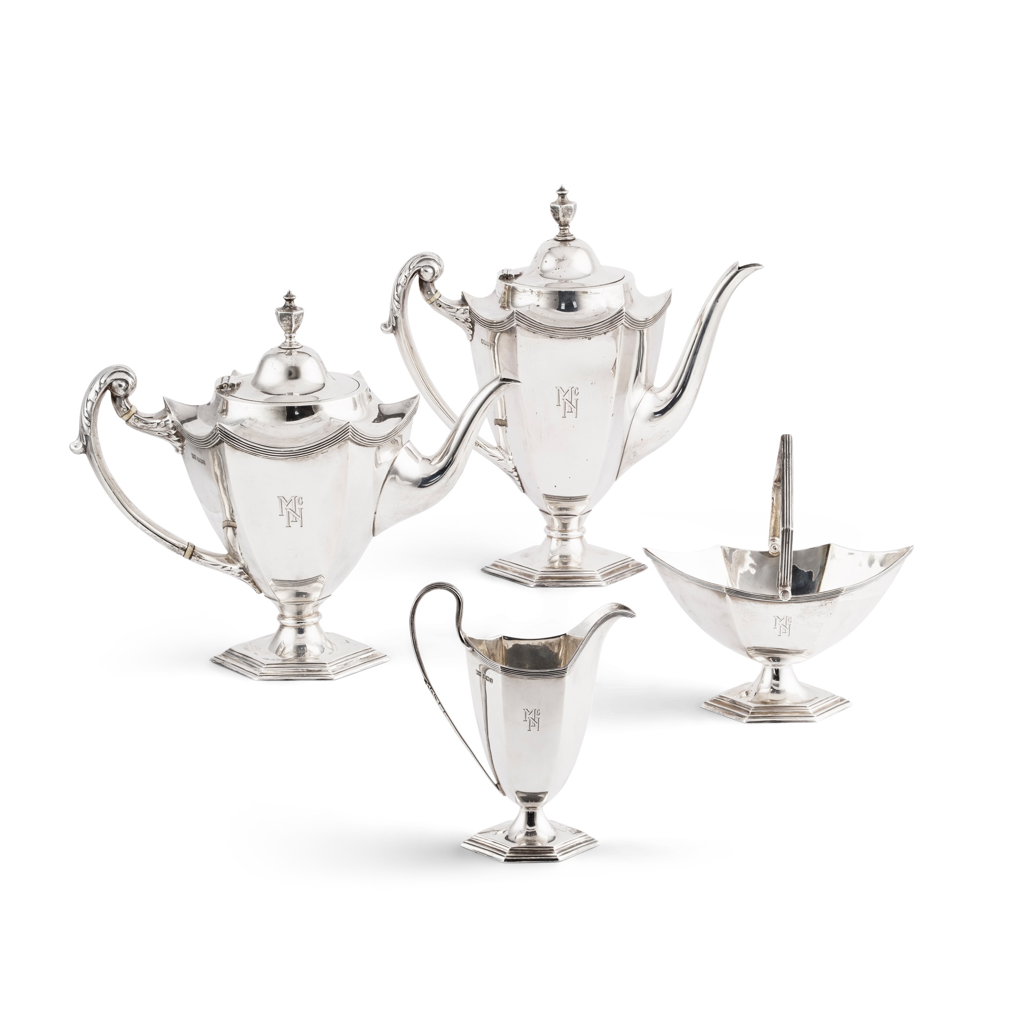 A matched George V four-piece tea-service