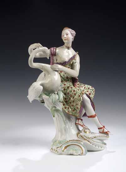 A Derby figure of Leda and the Swan
