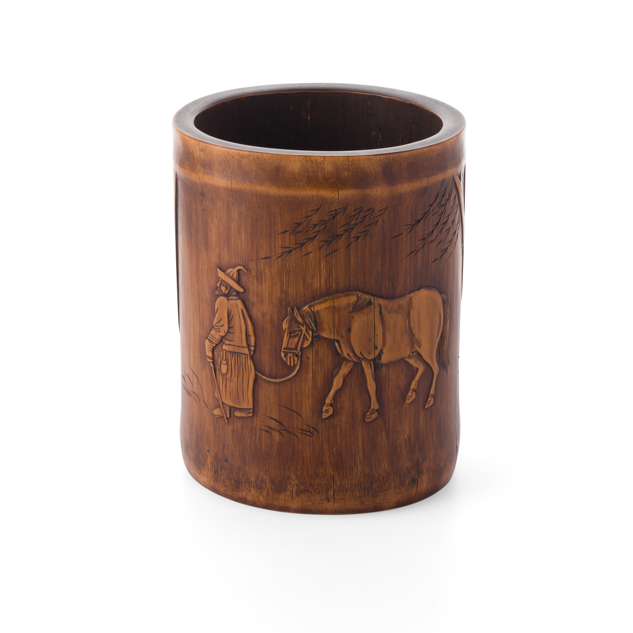 CARVED BAMBOO BRUSH POT