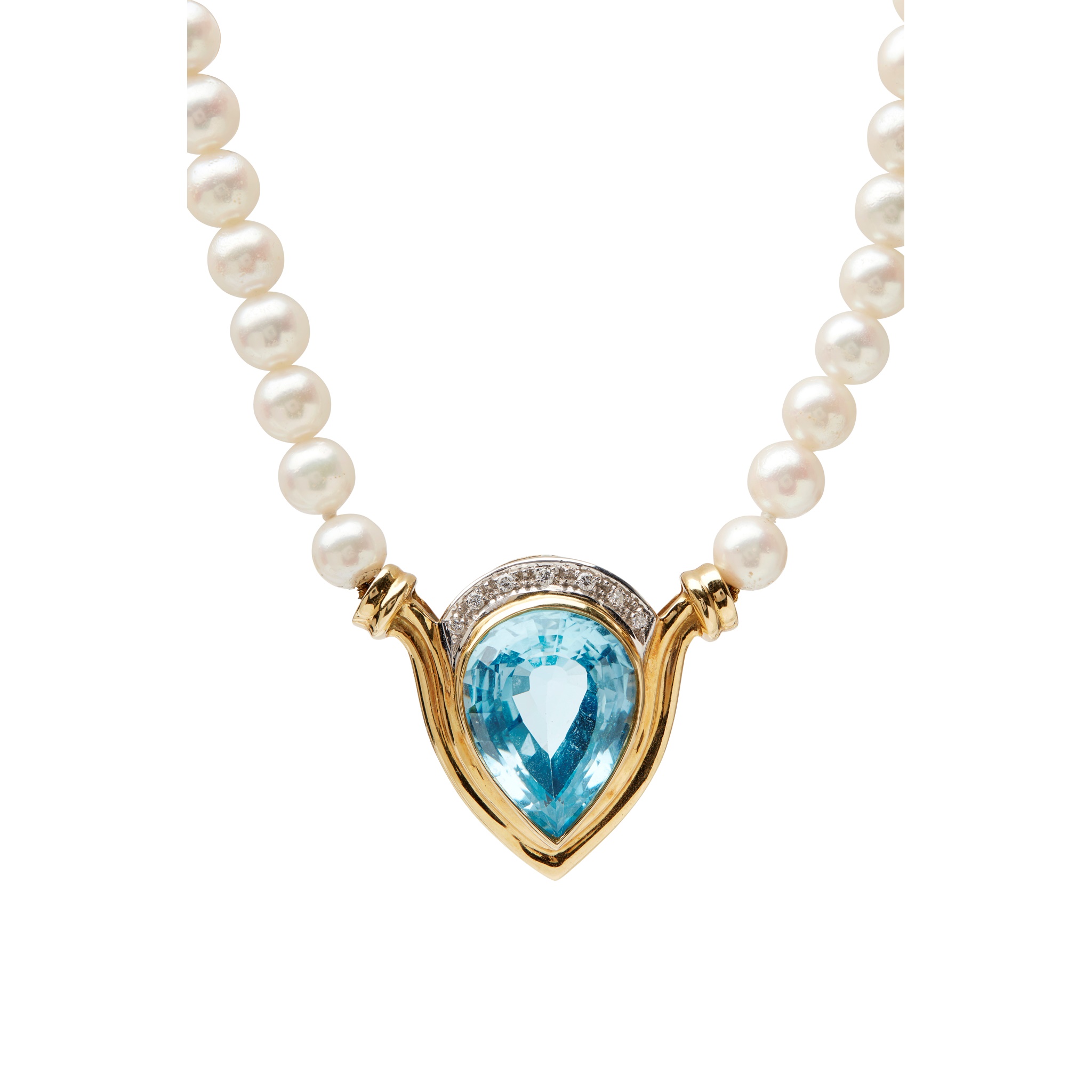A pearl and topaz set necklace