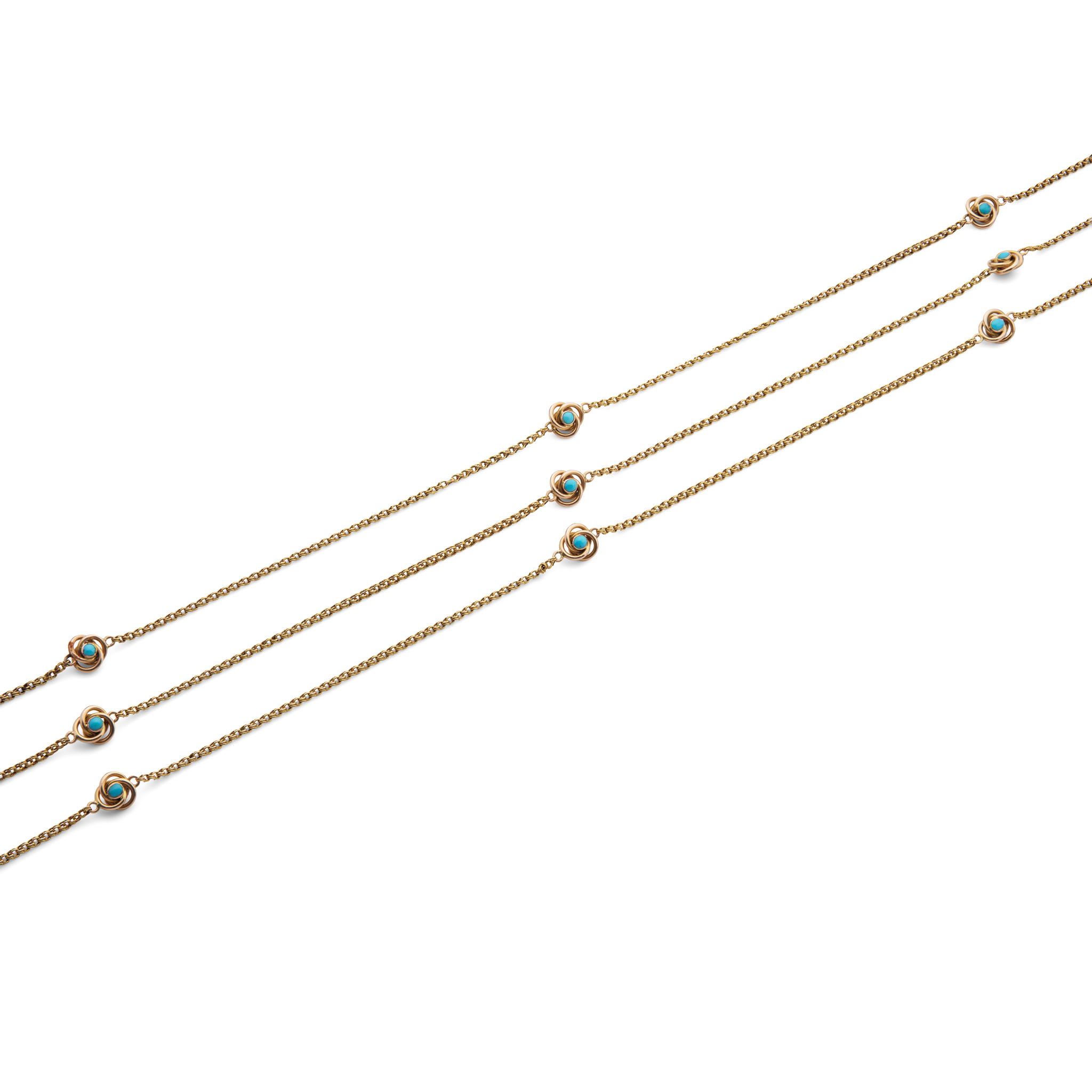 A 9ct gold turquoise necklace
