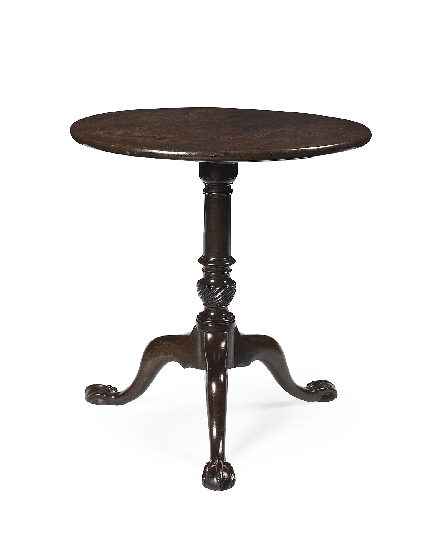 GEORGE II MAHOGANY TILT TOP TRIPOD TABLE
