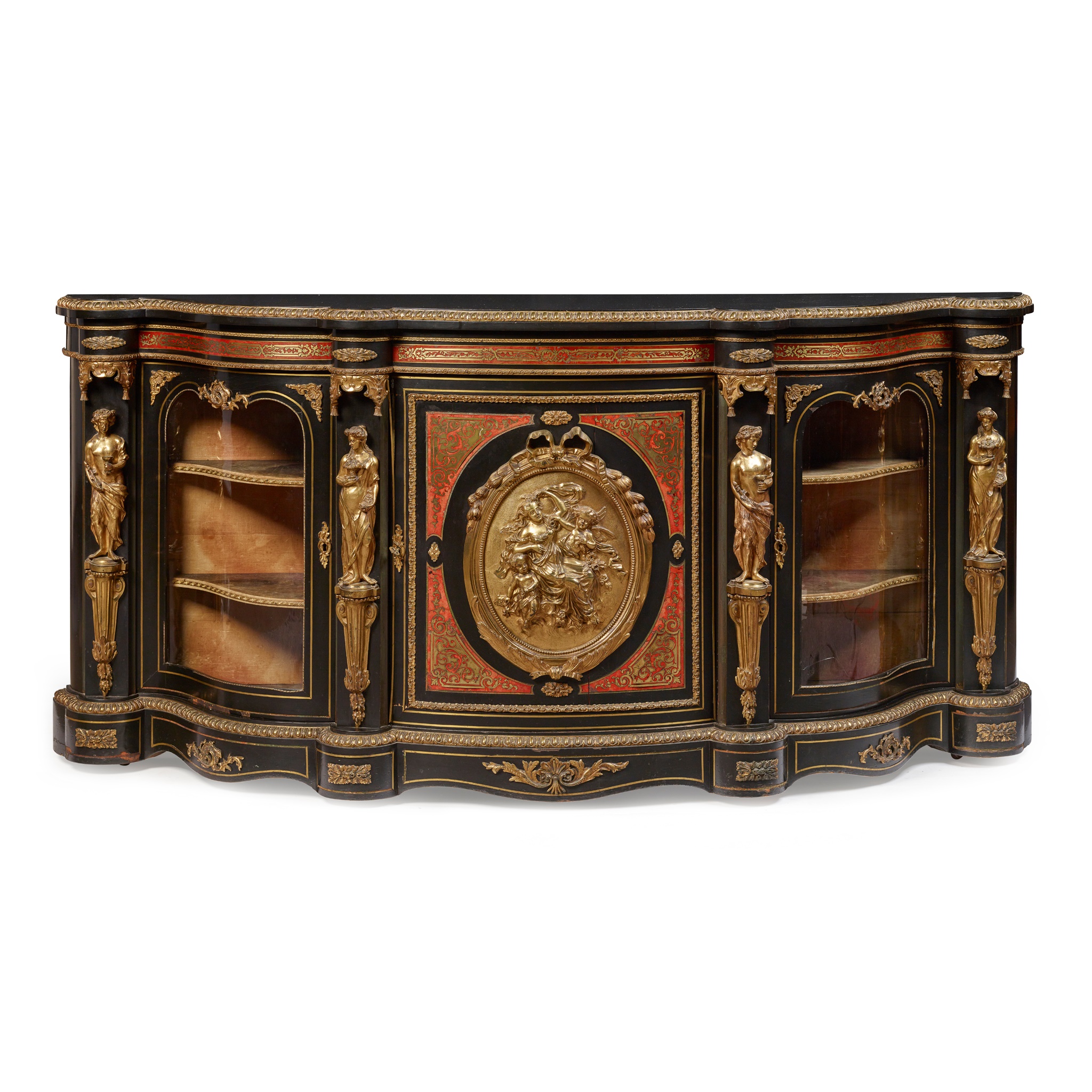 NAPOLEON III EBONISED AND BOULLE MARQUETRY GILT BRONZE MOUNTED SIDE CABINET